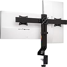 Kensington Dual Monitor Mount for Desk, C-clamp Vesa Monitor Stand Fits 2 Ultrawide Monitors Up to 27 Inches, Low Profile Stand, Height Adjustable Rotating Free Standing Arm, Black
