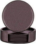 Coasters for Drinks,Thipoten Leather Coasters with Holder,Protect Furniture from Damage(6PCS, Brown)