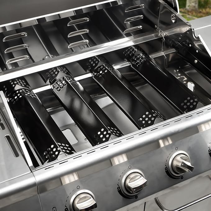 Unicook Grill Burner Covers for Nexgrill 720-0830H, 5 Burner 720-0888, 720-0888N, Gas Grill Replacement Parts Heat Plates, 14.6 Inch Flame Tamer, 4 Pack