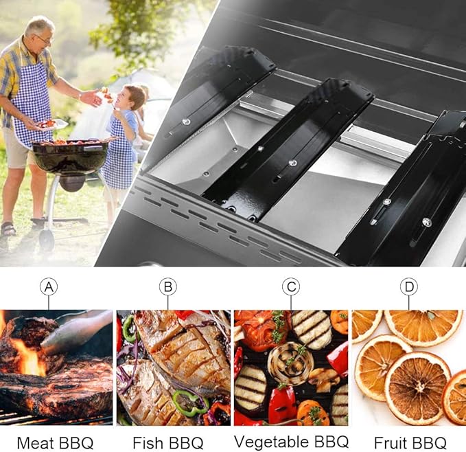 Outspark Universal Heat Plate Shield, Heat Tent, Flavorizer Bar, Burner Cover, Flame Tamer Replacement Parts for Gas Grill,Adjustable Extends from 11.75" up to 21",4 Pack,Porcelain Steel