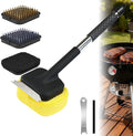 5 Pcs Bristle Free Grill Brush, Grill Cleaning Kit 20.47" Long Handle & Scraper & Replaceable Heads, Safe Grill Brush for Outdoor Grill for Any Grates Type, Grilling Gifts for Men Dad