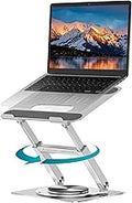 Lifelong 360 Rotating Ergonomic Laptop Stand for Desk, Laptop Riser with Swivel Base, Adjustable Computer Stand for 10-17" MacBook Pro & All Laptops- Portable Standing Desk Converter- Height 16"