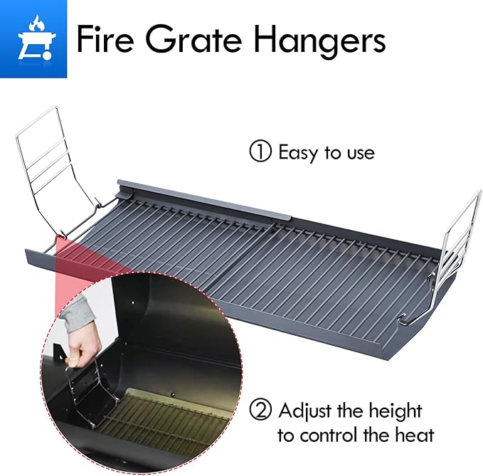 810-0029 Charcoal Ash Pan Replacement Parts for Nexgrill Charcoal Tray Adjustable Ash Catcher 810-0029 29in Barrel Grill Smoker Parts with Fire Grate Hangers Grill Accessories