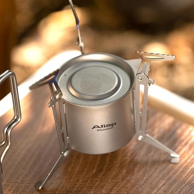 Titanium alcohol stove with foldable stand and fire cover Portable camping backpack Hiking stove