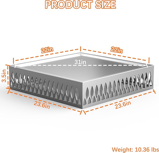 Stainless Steel Fire Pit Base for Surface Protection, X22 (23.6 Inch) Metal Fire Pit Mat, Heavy Duty Accessory for Solo Stove, Deck Protector with Air Vents for Indoor Outdoor Use