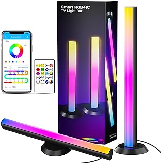 TJOY Smart Light Bars, Gaming Lights for Desk, 14 Inches, RGB Light Bar, TV Backlight with Music Sync and Scene, 60 Lumens, Mood Lighting for PC, Game, RGB Desk Lighting(Black)