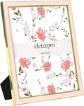 eletecpro 8x10 Enamel Picture Frame with Real Glass Cover, Cute Photo Frame with Gold Metal Edge, Horizontal and Vertical Display Pictures 8 by 10 for Tabletop and Wall Decor, Pink, 1 Pack