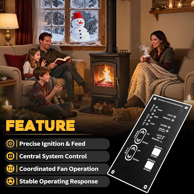 250-00011 Pellet Stove Circuit Control Board Fit For Lopi Yankee Leyden Pioneer 1997+ Models Fit For Avalon Astoria Newport 1997+ Models Pellet Fireplace Control Panel Replaces 100-00202 100-00203