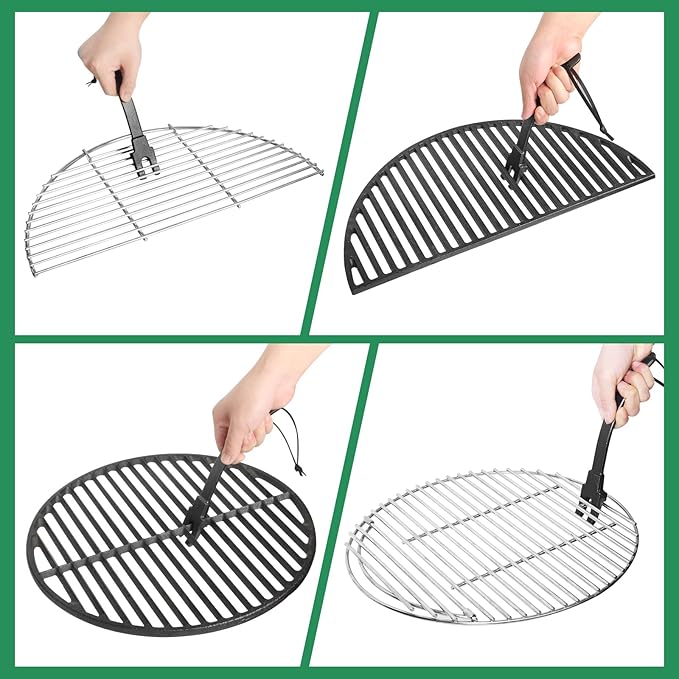 Vankey Cast Iron Cooking Grid Lifter for Big Size Green Egg Charcoal Grill Grid Lifter Accessories for kamado Joe Primo Grill