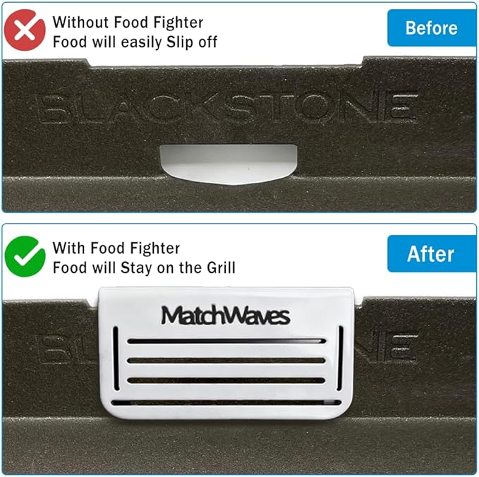 Grease Gate Blocker for Blackstone Griddle, Mesh Screen for Blocking Food from Falling into Rear Grease Catcher, Classic Movable Two-Sided Guard, White, 2 Pack