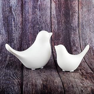 NWFashion Ceramic Animal Figurines Modern Style Birds Decorative Ornaments Desktop Display (White Bird)