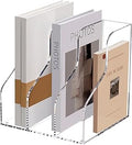 SANRUI Acrylic File Organizer, Clear Magazine File Holder with 3 Vertical Compartments, Desk Organizer for Home School Office Organization, Desk Bookshelf