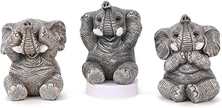 Set of 3 Elephant Statues Home Décor, Cute Figurines for Shelf, Living Room Bedroom Office Desktop, Bookshelf, Animal Sculptures Gifts,Small Decor Accents Items for Elephant Lover