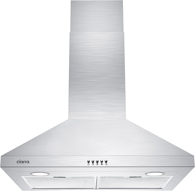 CIARRA Range Hood 30 inch Wall Mount 450 CFM Ductless Range Hood Vent for Kitchen Hood in Stainless Steel CAS75206P