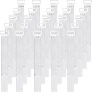 Adjustable Cable Ties Organizer Fastener with Plastic Buckle (White 12Inch 25Pcs)