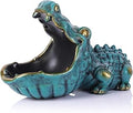 Alligator Statue Key Bowl, Fun Animal Statue Candy Dish for Entryway Decorative Bowl, Office Candy Dish, Big Mouth Sculpture Home Living Room Trinket Container Storage Box (Green)