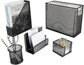 BLU MONACO Black Desk Organizer Set | 5-Piece Metal Office Supplies Collection with Hanging File Organizer, Magazine Holder, Pen Cup, Sticky Note Holder & Letter Sorter | Workspace Organization