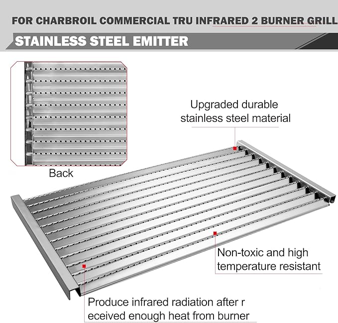 463642316 Grill Replacement Parts for Charbroil Tru Infrared Grill Parts Commercial 2 Burner 463245518 463644220 463246118 Infrared Grill Grates G362-2100-W1 Emitter G460-0500-W1 Cooking Emitter Panel