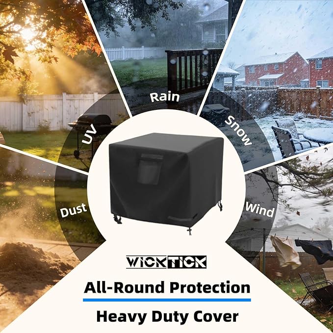 WICKTICK Square Gas Fire Pit Cover 30 x 30 x 25 Inch, Waterproof & 600D Heavy Duty Fire Table Cover, Compatible with Ciays, Xbeauty, BALI OUTDOORS and more 28x28, 30x30 Inch Patio Propane Firepits