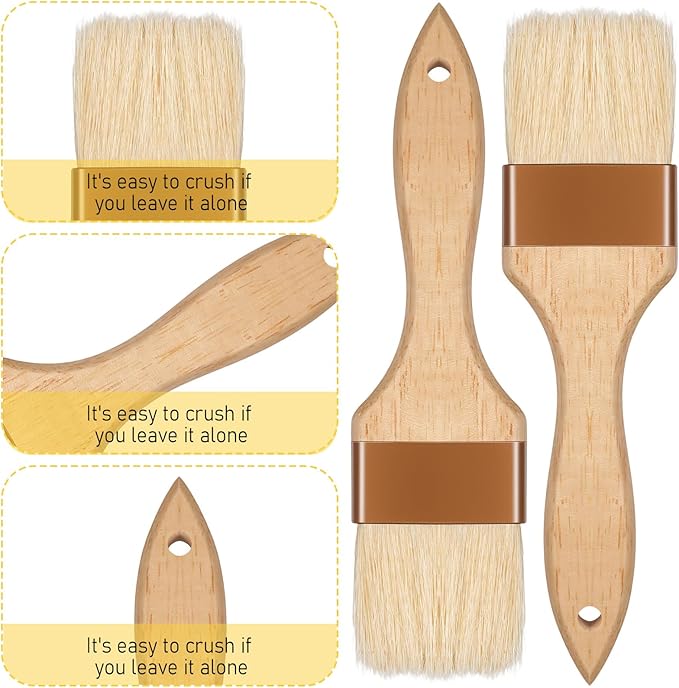 2 Pcs 2 inch Pastry Brush Bristle Basting Brushes Cooking Baking BBQ Oil Brush Food Brushes for Cooking Butter Oil Egg Marinade Grilling Durable Kitchen Marinade Butter Culinary Utensil
