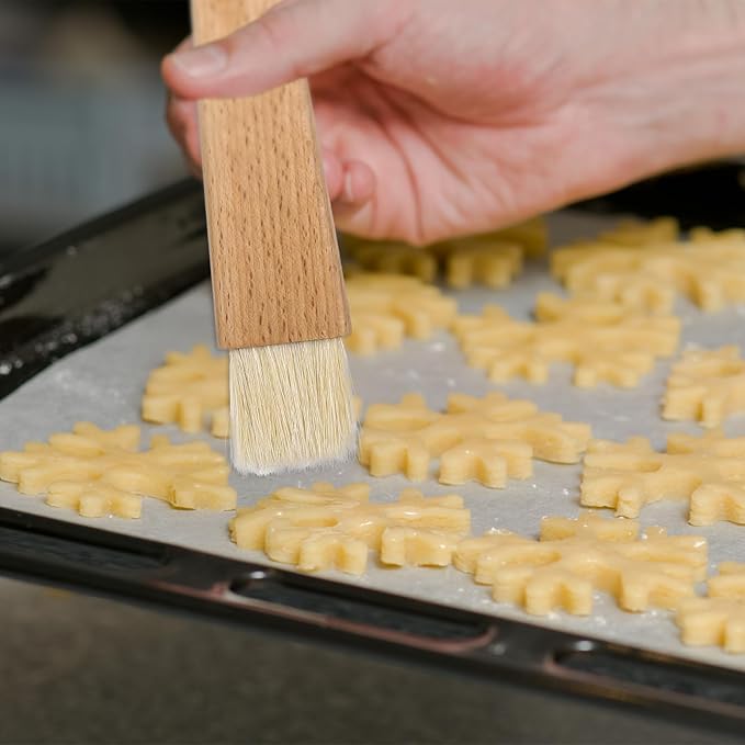 2 Sets Pastry Brush with Wooden Handles Natural Bristles Butter Brush for Cooking Basting Cookings Brushes Beech Oil Basting Brushes Butter Food Brushs for Oil Cooking Bakings Egg Sauce Marinade