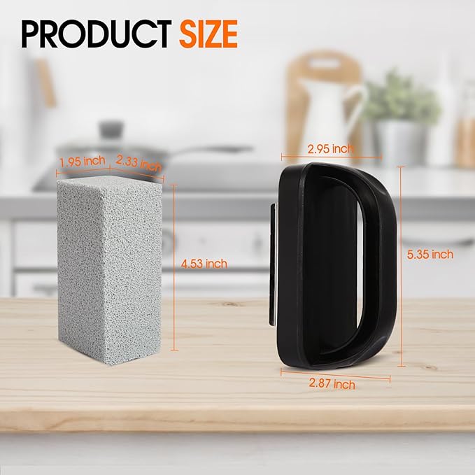 Grill Cleaner, Griddle Cleaning Brick Block Heavy Duty Grill Stone Cleaning Bricks, Pumice Flat Top Cleaning Stone Removing Stains Greases Residue - 3 Pack with 1 Handle