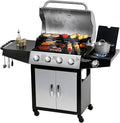 MASTER COOK 4+1 Burners Gas Grill, 518 Sqin Cooking Area, 52,000 BTU Propane Grill with Side Burner, Stainless Steel Cabinet Grill, Silver & Black