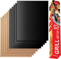 RENOOK Grill Mats for Outdoor Grill, Set of 10 （5 Black+5 Copper）Grill Mat for Gas Grill, Non-Stick BBQ Sheets for Grilling, 15.75 X 13 Inch