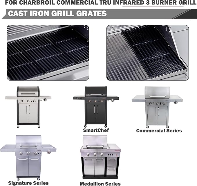 463242516 Grates Replacement for Charbroil Tru Infrared 3 Burner Grill Parts Commercial 463242515 Grill Grates Signature 463367016 463342620 463243016 Cooking Grates G466-0025-W1A G474-0017-W1 17 Inch