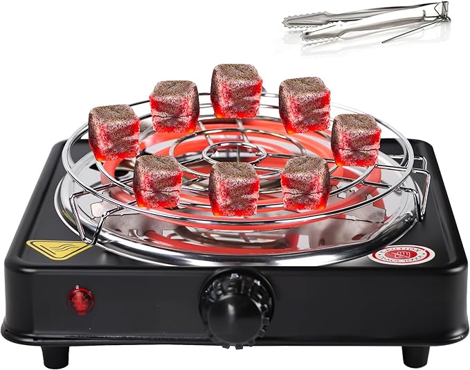 Electric Charcoal Burner Stove Portable Hot Plate Grill Coal Burners Heating Plate 1000W Charcoals Starter Heater withTongs