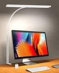 iFalarila Clamp Desk Lamp with Adjustable Brightness, Eye-Caring LED, Rotatable Head, USB Powered, Space-Saving Design for Office, Reading, Work, and Home Desktop Lighting - White