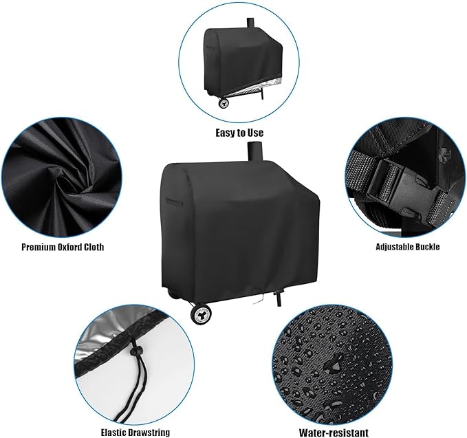 Charcoal Grills Cover for Z Grills 7002C2E Pellet Grill, Waterproof Outdoor Grill Cover BBQ Grill Cover Barbeque Grill Cover (Cover Only) - 48" L×26" W×48" H, Black