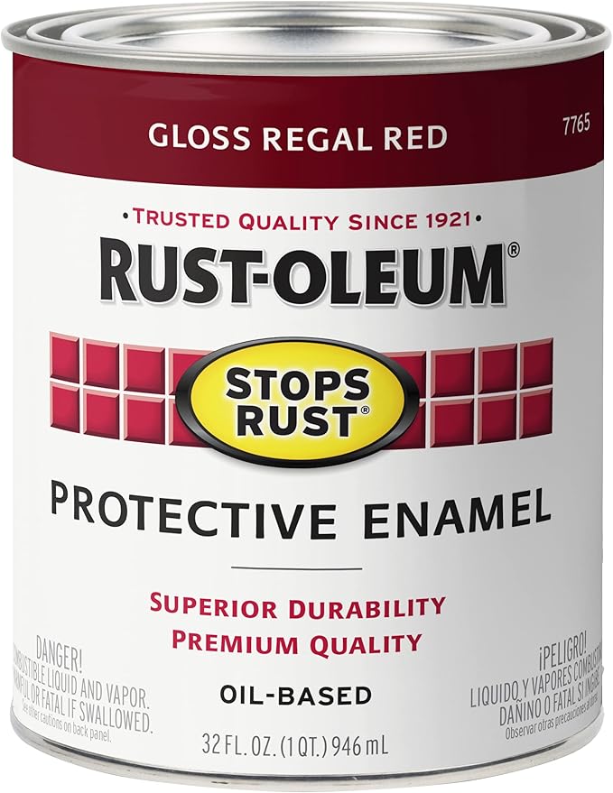 Rust-Oleum 7765502-2PK Stops Rust Brush On Paint, Quart, Gloss Regal Red, (Pack of 2)