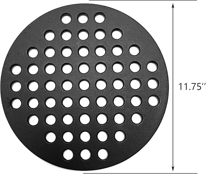 11.75" Cast Iron Round Fire Grate, High Heat Charcoal Plate Fire Bottom Grate Replacement Parts for Kamado Joe Big Joe I II III 24" Charcoal Grill