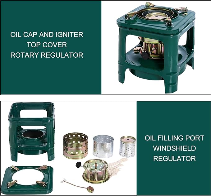 Portable 8-Wick Kerosene & Diesel Stove - Multi-Fuel Camping Burner for Backpacking, Hiking, Picnics | Compact Outdoor Cookware Furnace