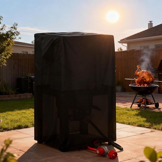 Outdoor Fryers Cover for CreoleFeast Aluminum 30 Qt. Turkey Fryer Pot Set, Waterproof Deep Fryer Cover for Outdoor Cooking - 13" D x 15" W x 30" H