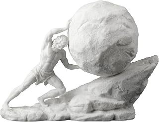 Veronese Design 8 1/8 Inch Sisyphus Pushing The Eternal Boulder Resin Statue Marble White Finish Home Decor Sculpture Greek and Roman Collectible