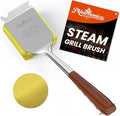 Grill Brush for Outdoor Grill, Bristle Free Grill Brush with Scraper, Safe Steam Grill Cleaner for BBQ &Griddle, Long Rosewood Handle Reaches Corners, for Porcelain, Cast Iron & Stainless Steel Grates
