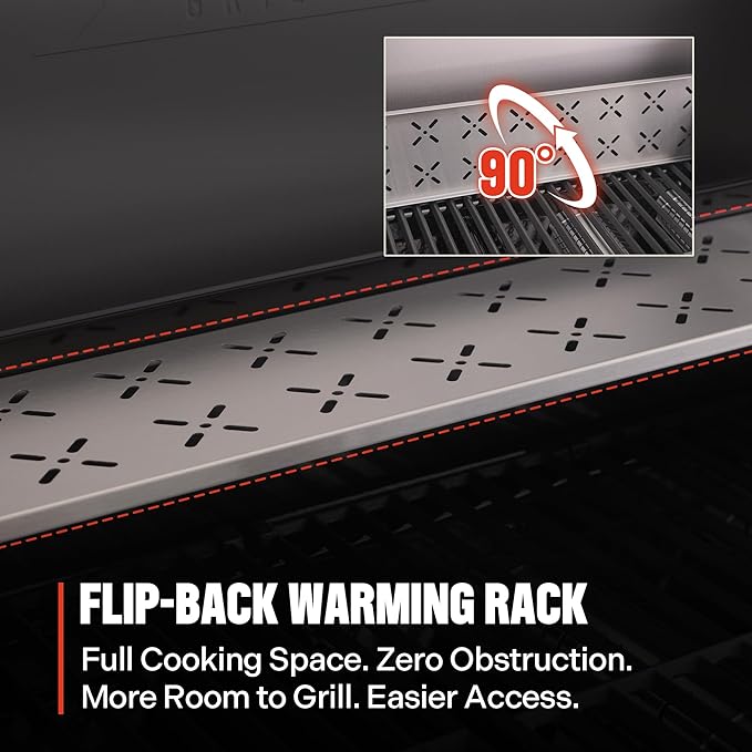 Monument Grills 4 Burner Stainless Steel Propane Gas Grill M2, 500°F in 5 Mins, 525 sq.in, 37,000 BTU, Broil Zone, Foldable Side Shelves, Knob Control, Built in Thermometer, with 4 Accessories