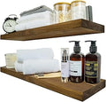 BGMG Wood Floating Shelves for Wall 24 inch Set of 2, Rustic Wooden Wall Mount Shelves for Bathroom Living Room Bedroom Kitchen Farmhouse -24x 6.7-Dark Walnut