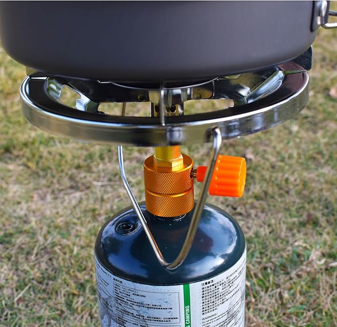 Propane Stove Portable Camping Gas Stove 10,000 BTU Bottletop Single Adjustable Burner with 1 lb Tank Base Carrying Case Great for Backpacking Emergencies Outdoor