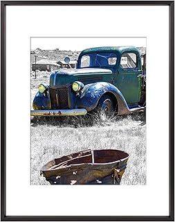 Golden State Art 11x14 Black Picture Frame Displays Photo 8x10 with Mat or 11 x 14 Without Mat for Wall Mounting, Classic Satin Aluminum Frames with Real Glass (Pack of 1)