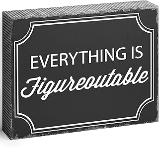 Barnyard Designs Wooden Box Sign Motivational Desk Decor for Women Office, Bathroom Shelf Decoration, Inspirational Desk Decor (Figureoutable)