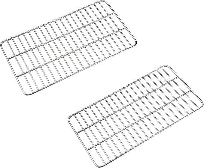 CAMPINGMOON Grill Grates Replacement Coal Bed Charcoal Fire Grate Stainless Steel for Barbecue Outdoor Cooking T-173 (2pcs, 12.2x6.7-inch)