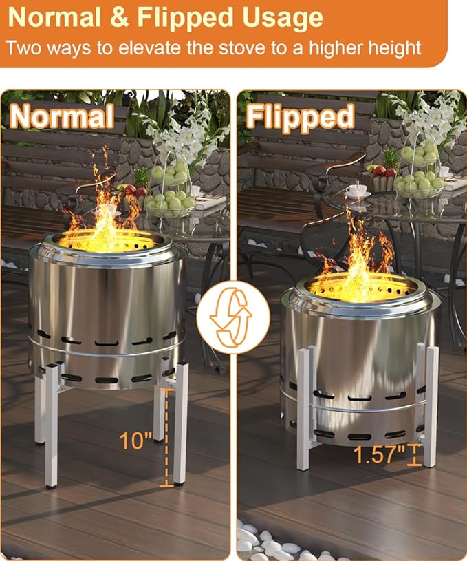 Garbuildman 15-27 Inch Universal Firepit Stand for Solo Stove Bonfire Ranger Yukon and Other 15-27" Outdoor Fire Pit, Metal Fire Pit Accessory for Outside Firepit, Outdoor Fireplace Tools, White