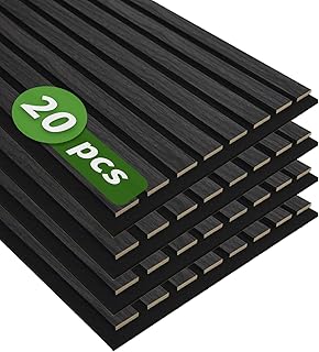Art3d 20-Pack 12" x 24" Soundproof Wood Slat Panels, 40 sq.ft Acoustic Wall Panels, 3D Wall Panels with Wood Slat Design, Decorative Wood Wall Panel for Accent Walls-Grey Oak