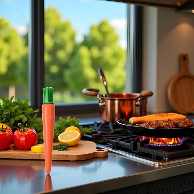 Orange Carrot Shape Silicone Baking Brush Cake Cream Brush Kitchen Cooking Heat Resistant Grill Oil for Meat Cake Barbecue Tool Sets Grilling and Barbecue Utensils