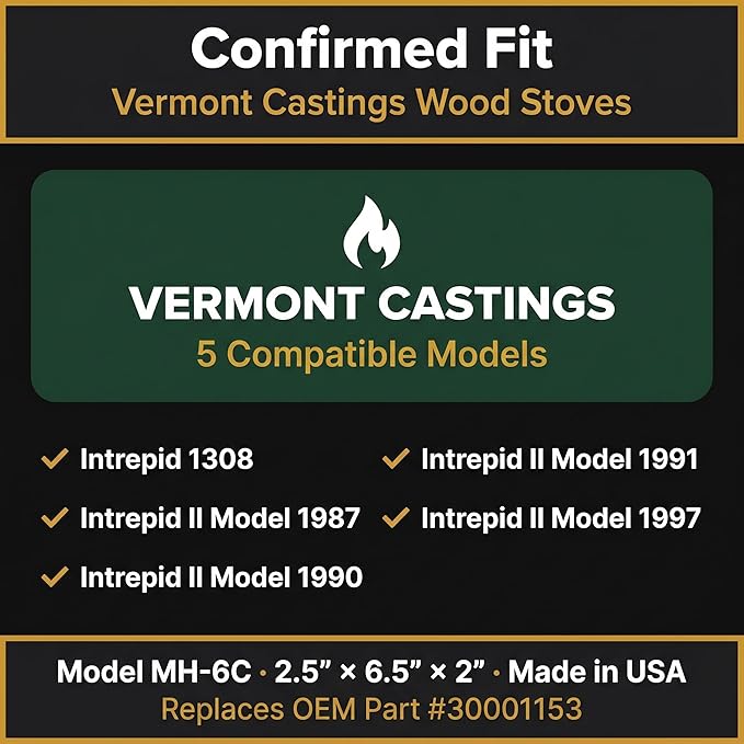 Midwest Hearth Wood Stove Catalytic Combustor Replacement Catalyst Vermont Castings Intrepid (2.5" x 6.5" x 2" Ceramic) Made in USA