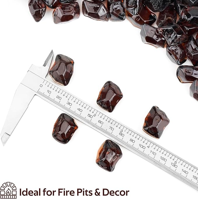 Mr. Fireglass 1/2-Inch Polygon Fire Glass for Fireplace Fire Pit & Lanscaping, 10 Pounds High Luster Amber