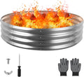 Raynesys 60 Inch Round Galvanized Fire Pit Ring, Silver Round Galvanized Fire Ring, 5 Feet Diameter Fire Pit, Outdoor Pits for Backyard, Camping, Bonfire